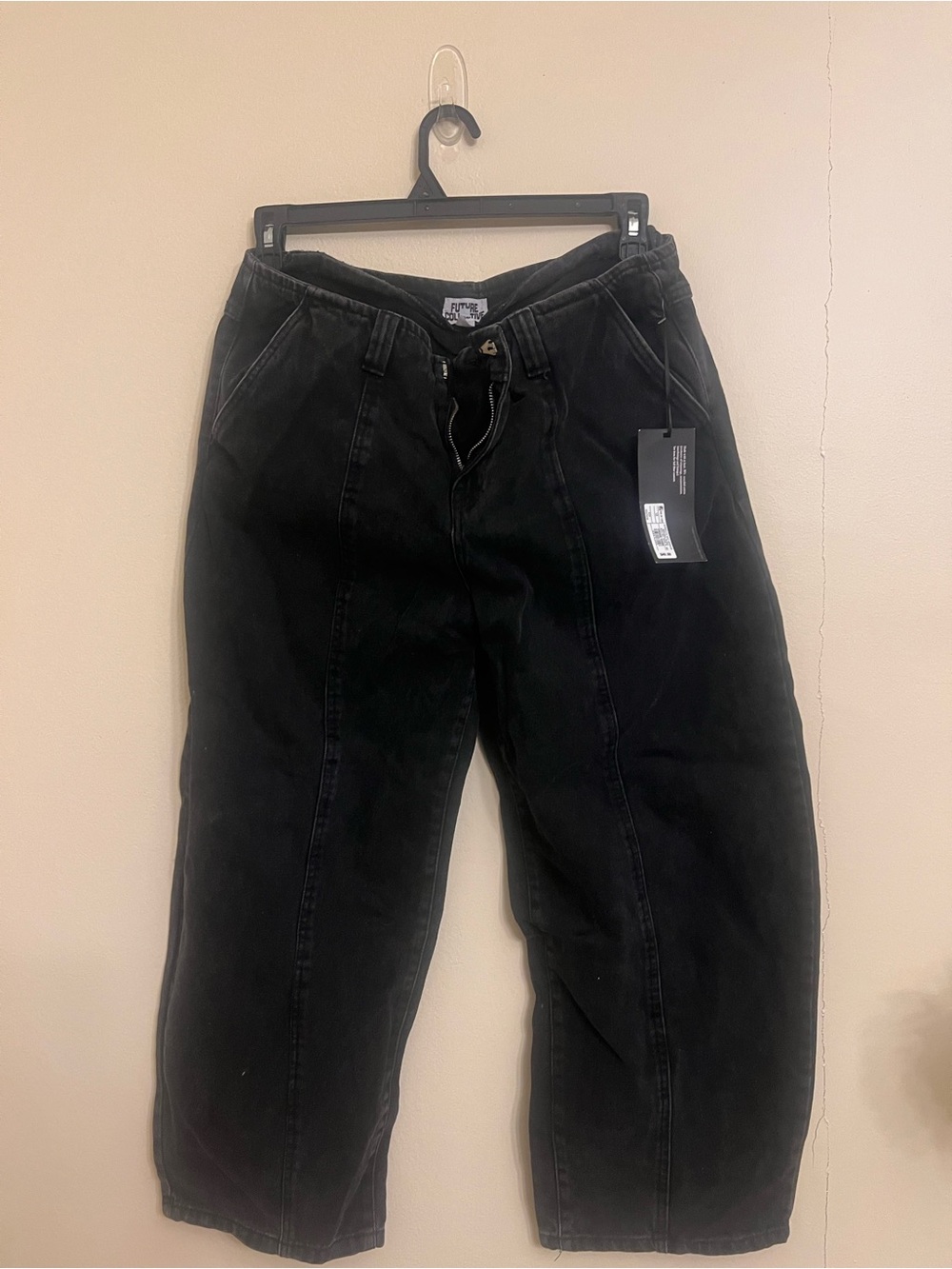 Relaxed Black Cotton-Blend Women's Pants
